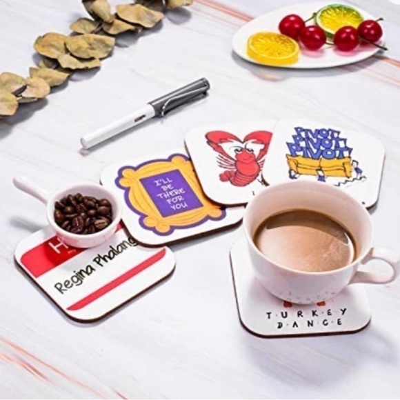 Friends coasters funny gift Brad new bar ware cocktails tv table top decor - Picture 2 of 6